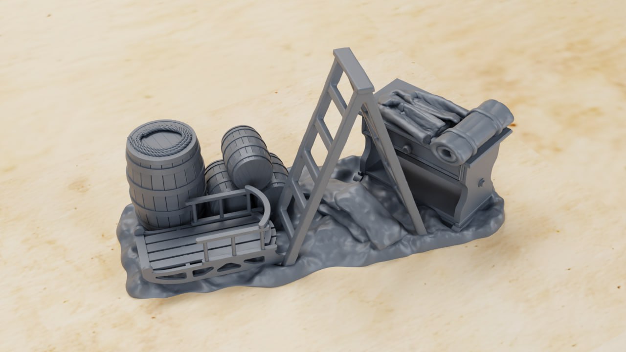 Barricade Part 2 - 5 Barricades- 28mm Scale - wargame3d