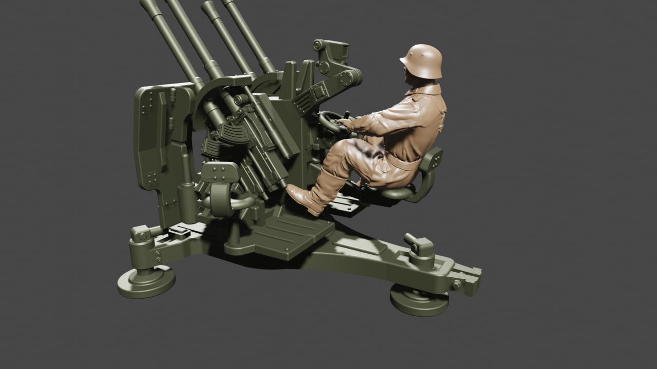 Opel Blitz with 20mm Flakvierling 38 AA Gun - Kfz.385 - Germany - wargame3d - 28mm Scale