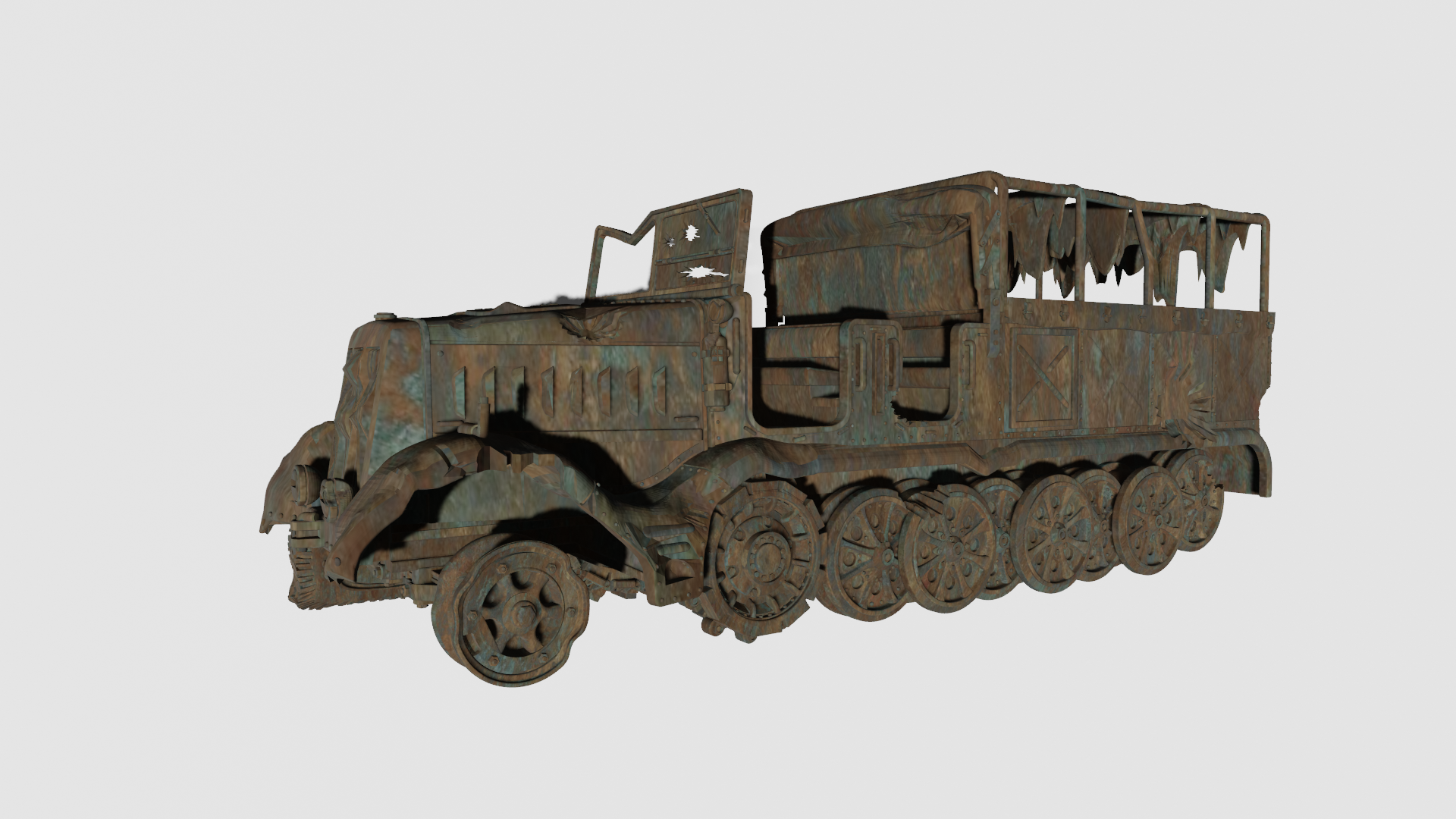 Destroyed Sd.Kfz.9 - German Army - wargame3d- 28mm Scale