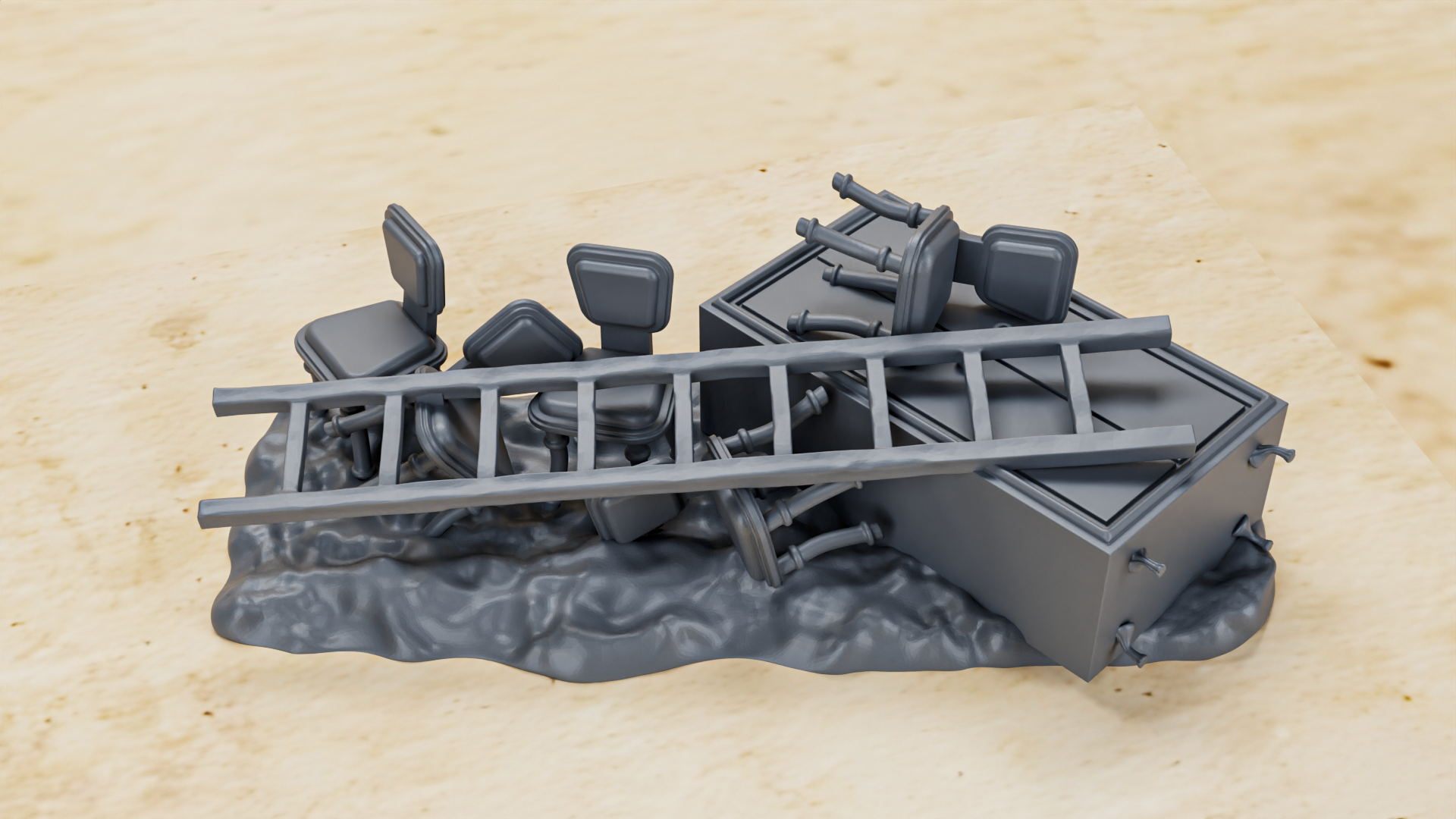 Barricade Part 2 - 5 Barricades- 28mm Scale - wargame3d