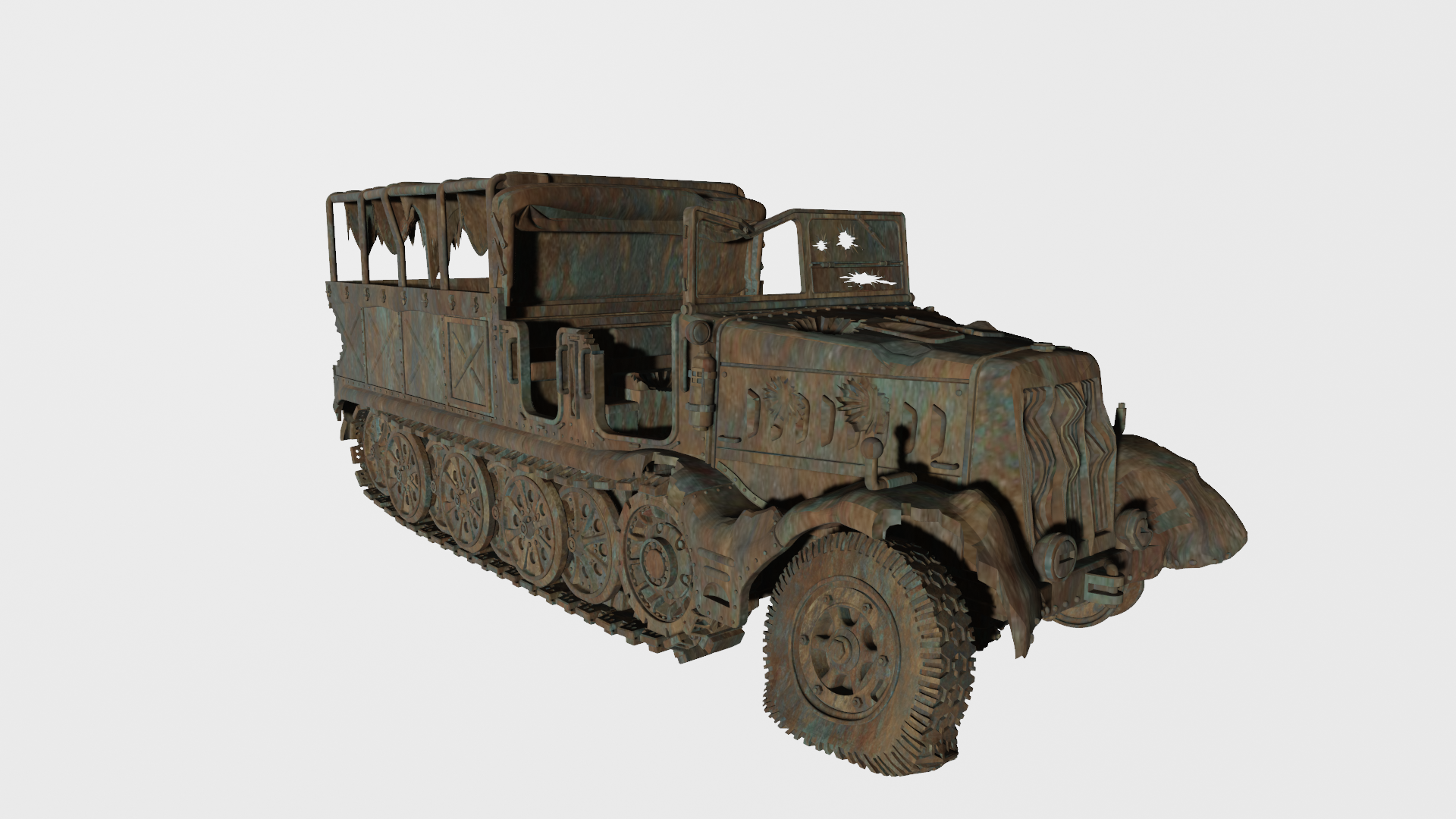 Destroyed Sd.Kfz.9 - German Army - wargame3d- 28mm Scale