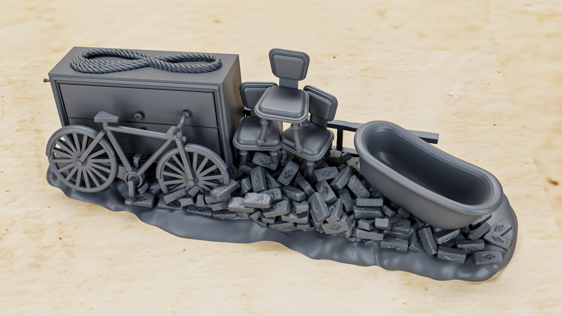 Barricade Part 2 - 5 Barricades- 28mm Scale - wargame3d