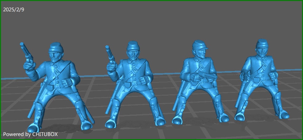 15mm ACW Cavalry Kepi and Sack Coat with Gun - 4 Minis - MC Minis