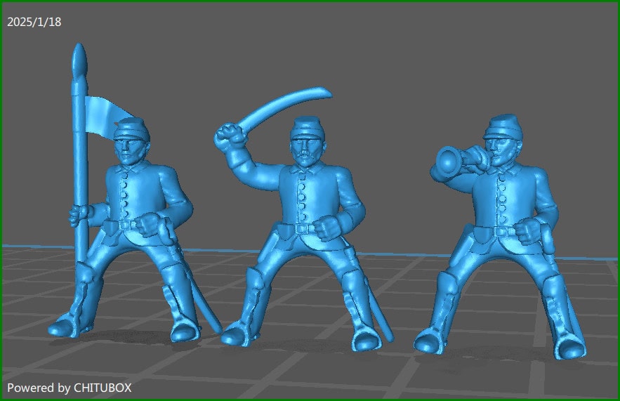 15mm ACW Cavalry Command Kepi and Sack Coat - 3 Minis - MC Minis