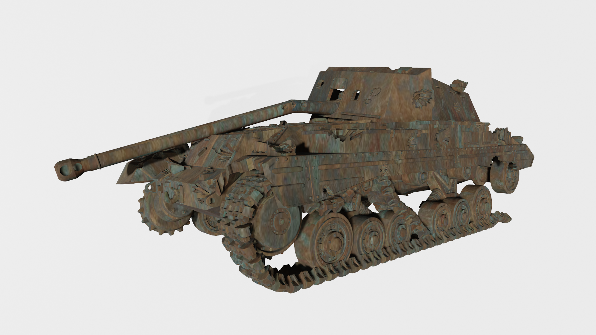 Destroyed Archer, Self Propelled 17 Pdr Anti-tank gun - wargame3d - UK Army - 28mm Scale - Bolt Action
