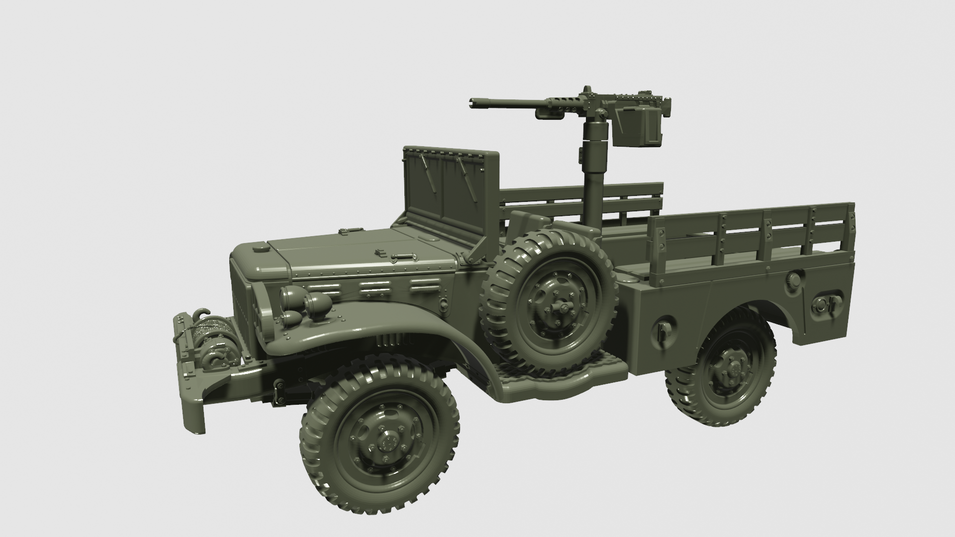 Dodge WC51-52 with winch+gun+mortar - US Army - wargame3d - 28mm Scale