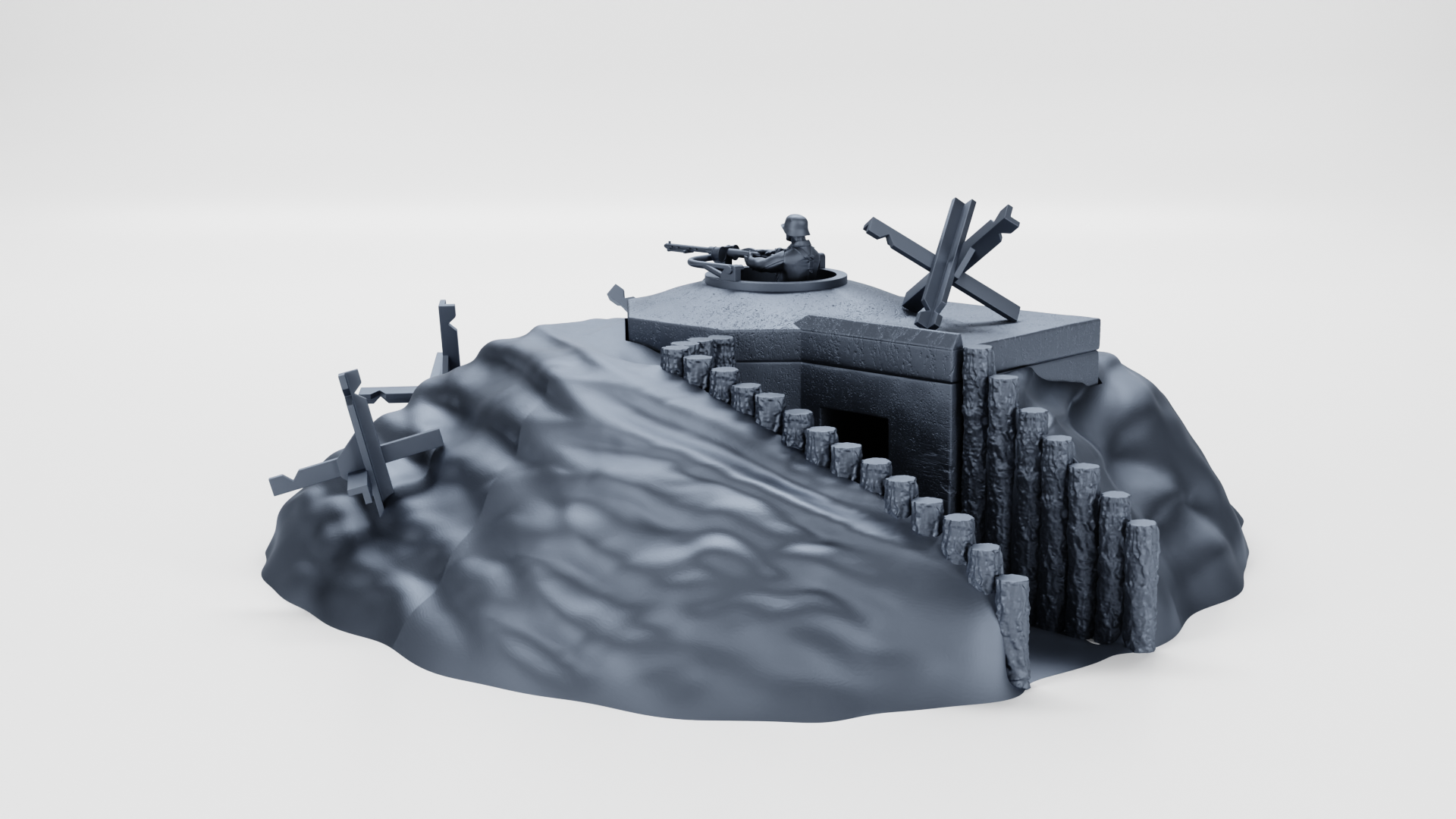 Bunker Tobruk Regelbau 58c (Germany) - 17 Buildings, Bunkers, Vehicles, and Aircraft of Juno Beach - German Scenery - 28mm Scale - wargame3d