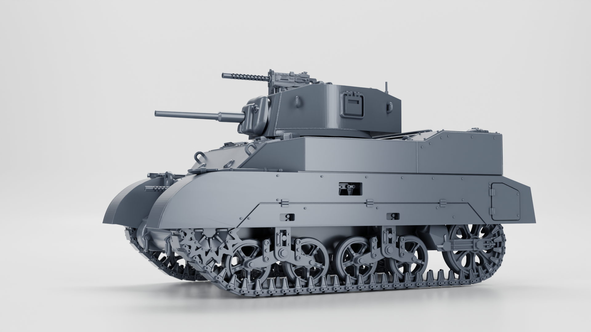 Light Tank Stuart M5А1 - US Army - 28mm Scale - Tank - Miniature - wargame3d