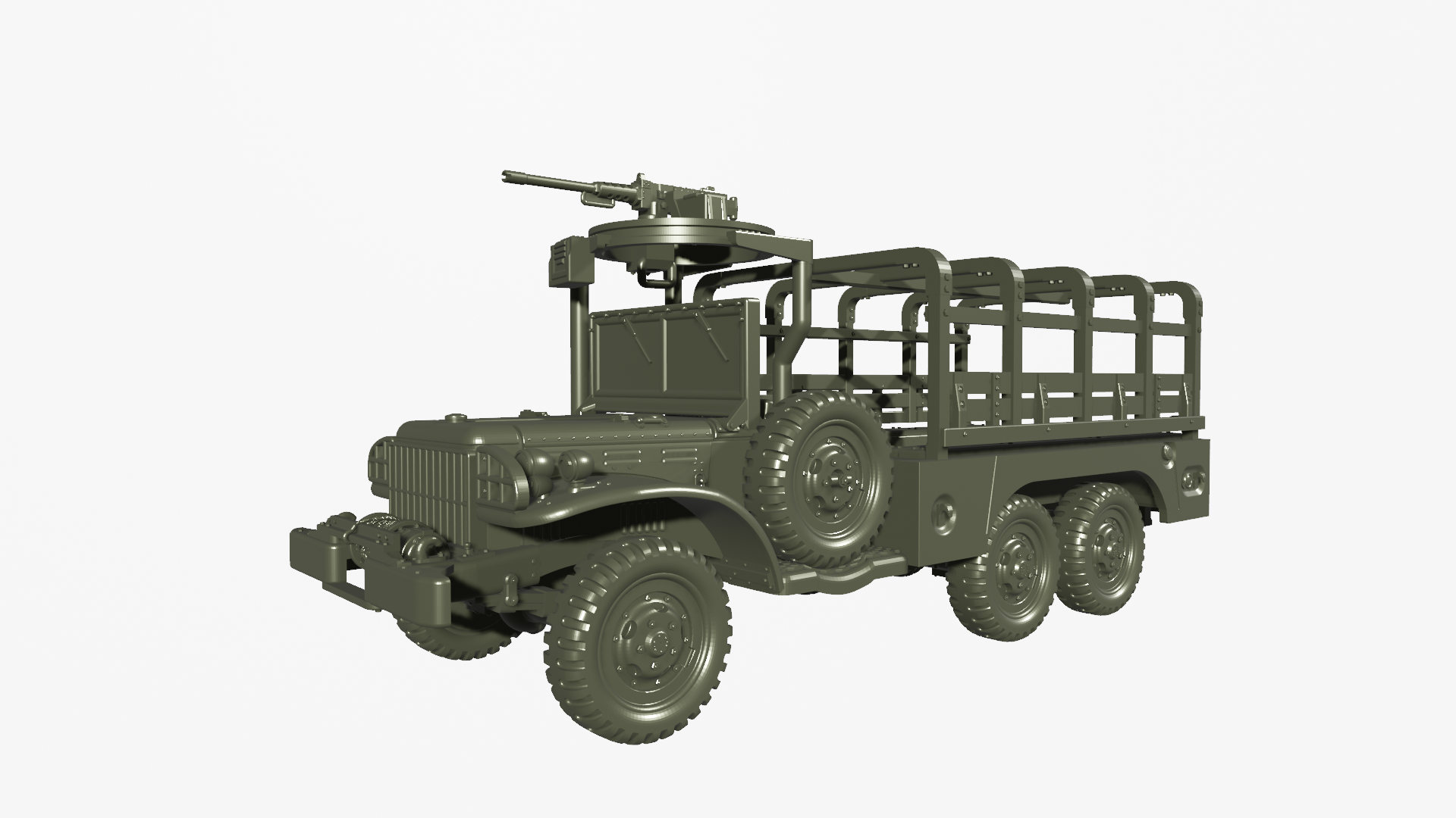 DodgeWC63 with winch+gun+no tent (1.5‑ton, 6x6) - US Army - wargame3d - 28mm Scale