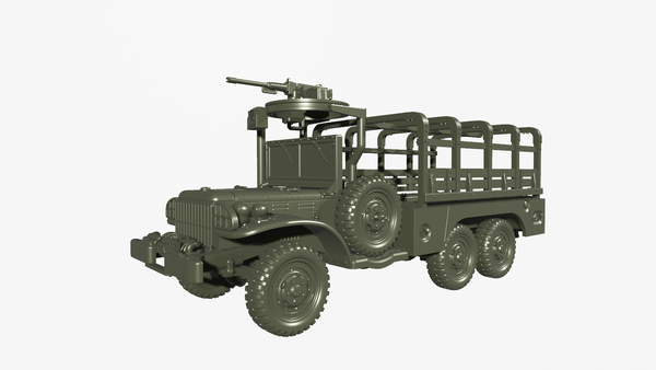 DodgeWC63 with winch+gun+no tent (1.5‑ton, 6x6) - US Army - Bolt Action - wargame3d - 28mm Scale