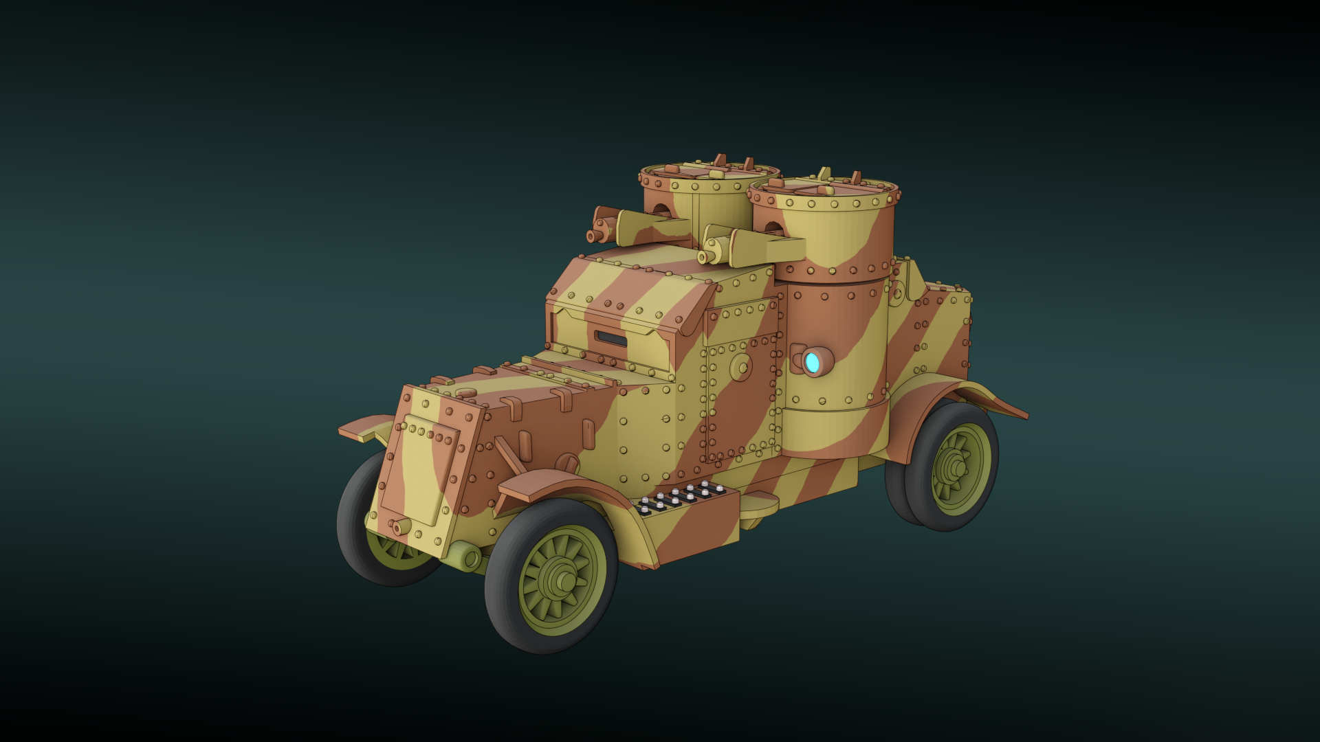 Austin Armored Car - WWI - UK Army - wargame3d- 28mm Scale