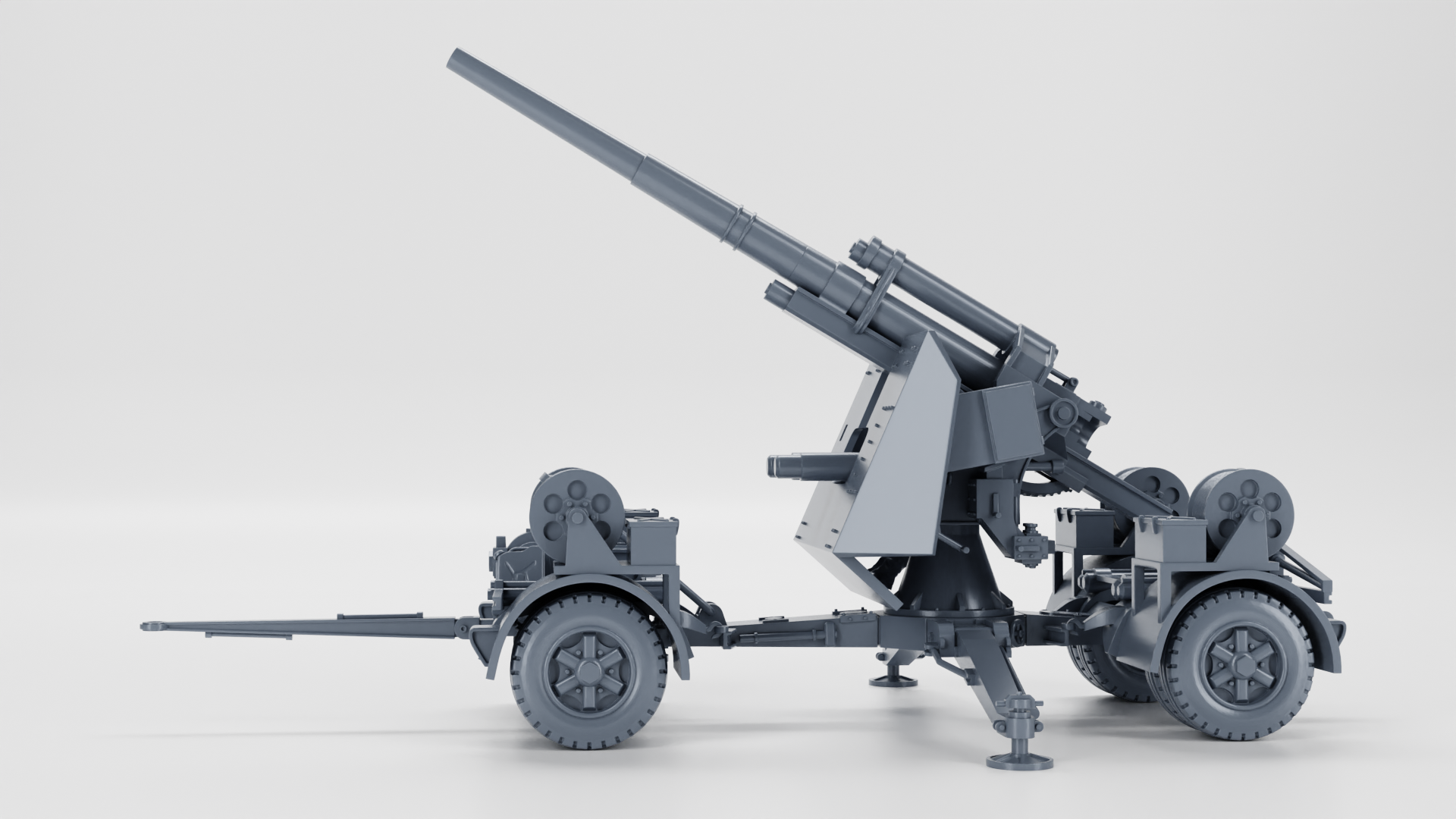 Anti-aircraft gun 88mm Flak 18 - wheeled+on cross - WWII - German Army - wargame3d - 28mm Scale
