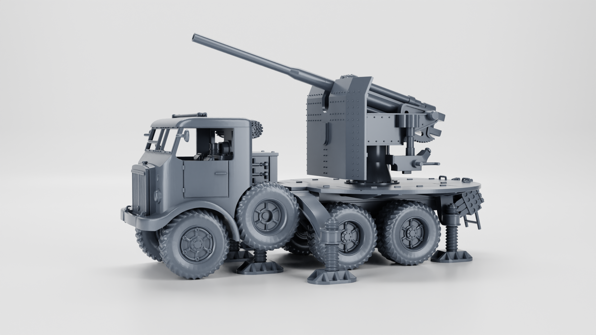 Breda 52 with 90-53 Self-Propelled Gun Truck - Italian Army - 28mm Scale - wargame3d