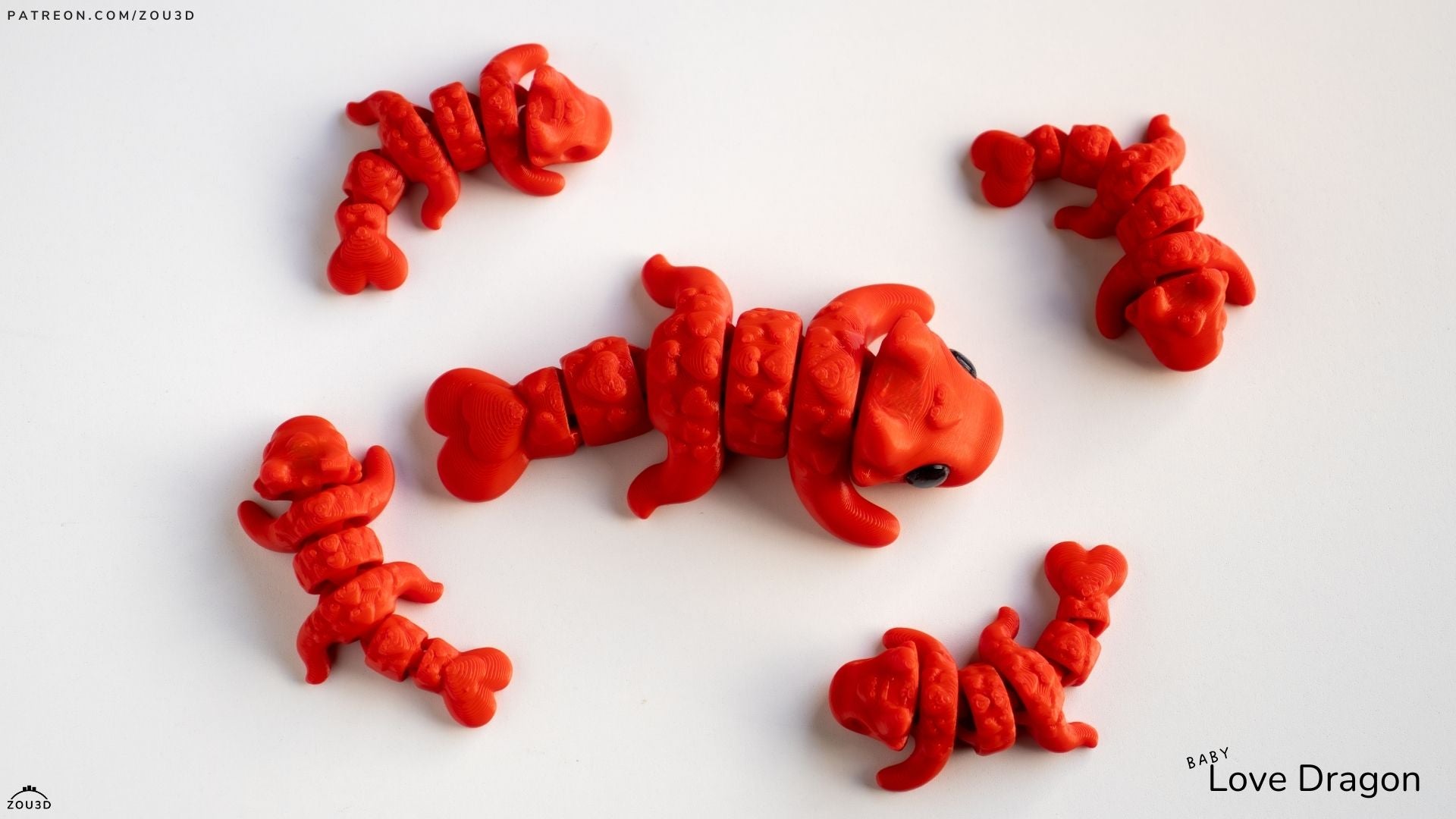 Baby Love Dragon - Articulated - Keychain - Desk Ornament - ZOU3D