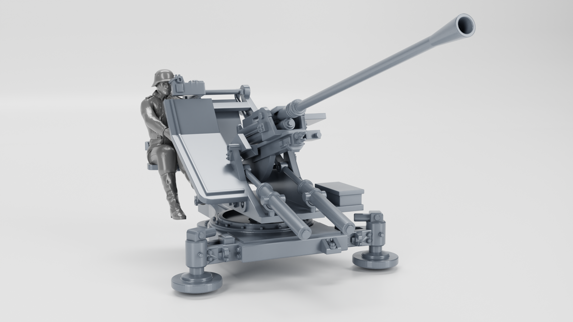 Anti-aircraft gun 37mm Flak 36+Gunner - WWII - German Army - wargame3d- 28mm Scale