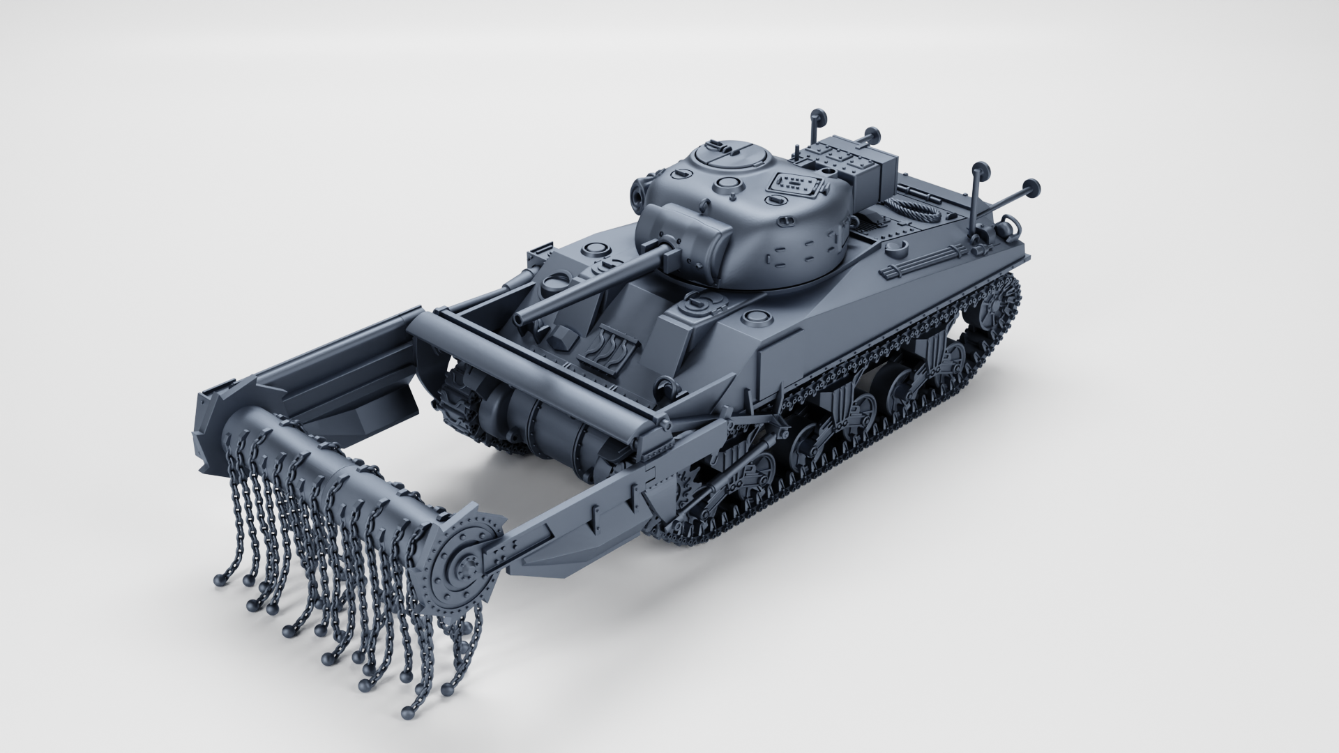 Sherman M4A4 Crab - Juno Beach - US Army - 28mm Scale - Tank - Miniature - wargame3d