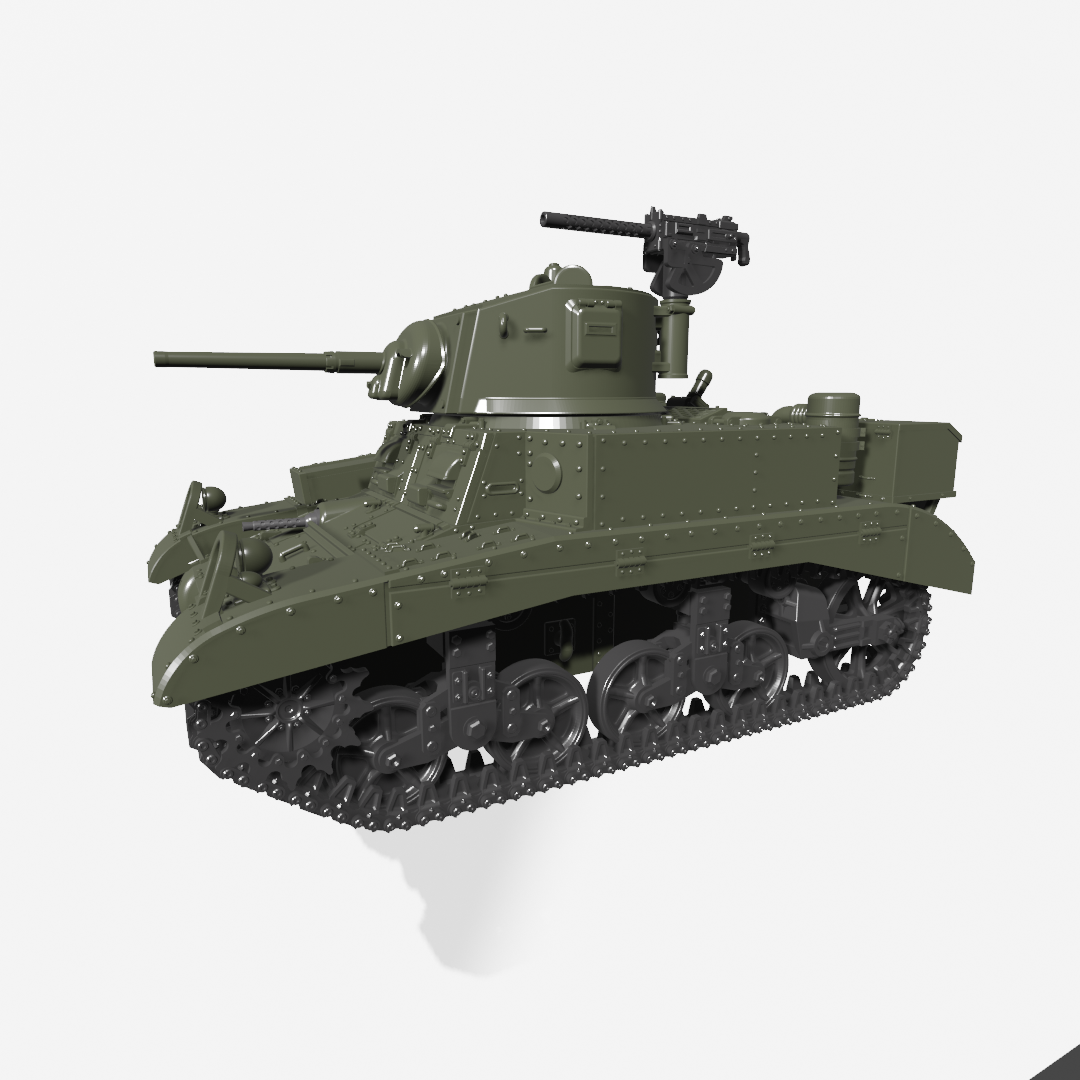 M3A1 Stuart “Honey” - US Army - 28mm Scale - Tank - Miniature - wargame3d