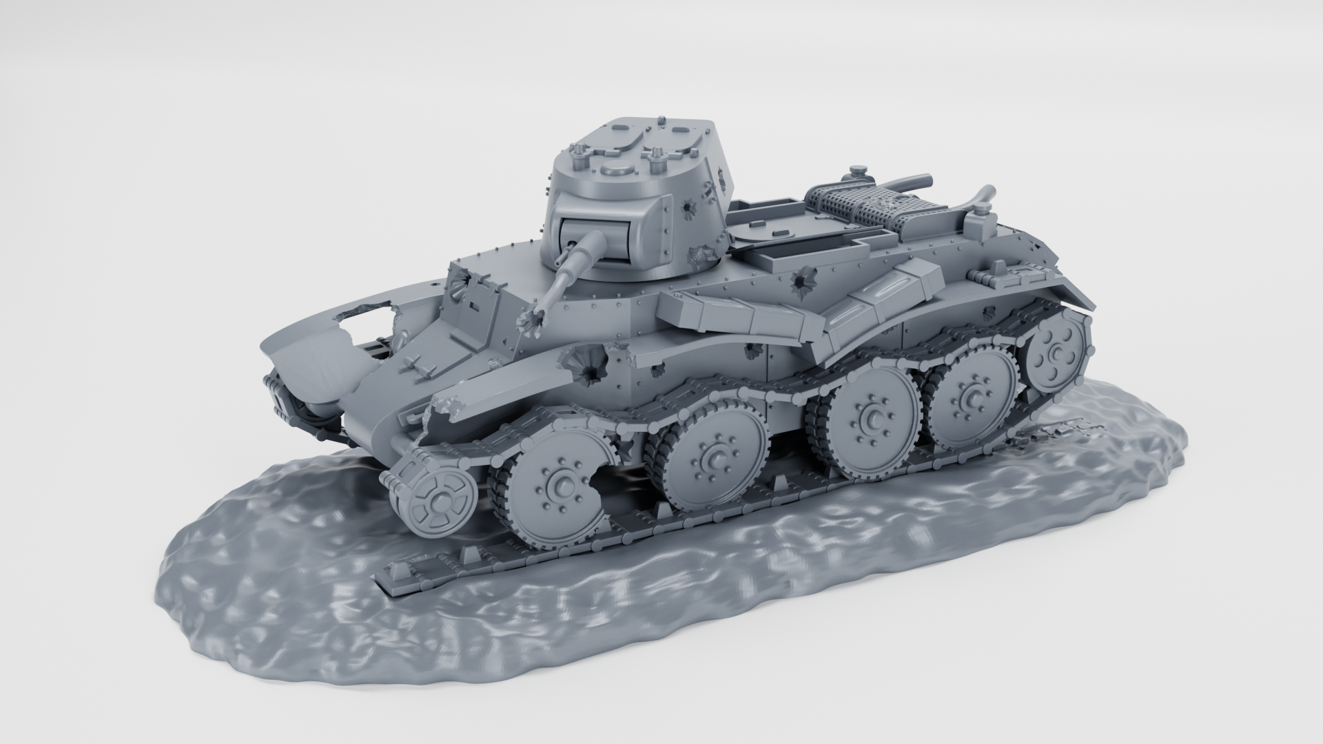 Destroyed - BT-7 - Russian Army - wargame3d- 28mm Scale