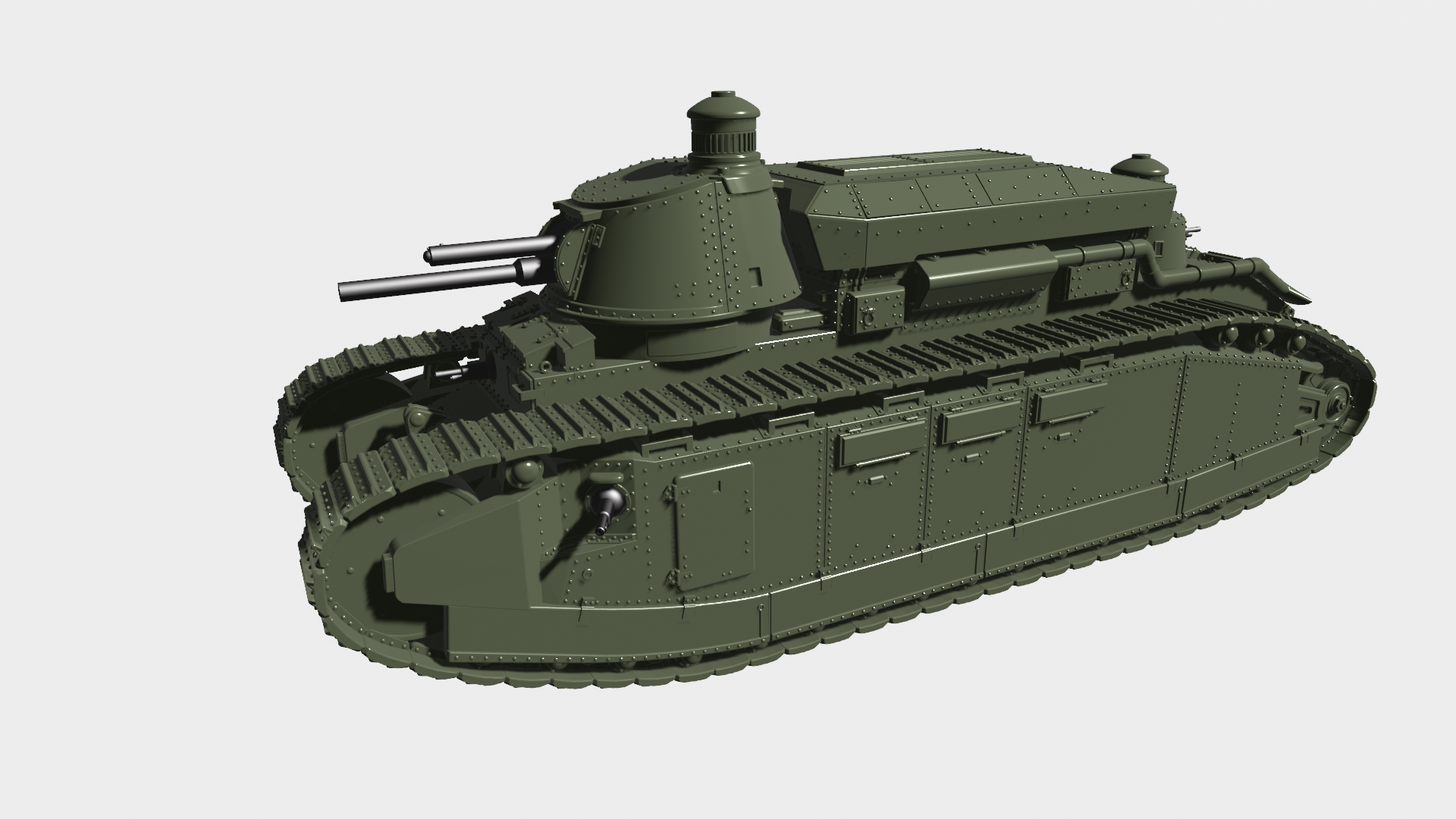 Super Heavy Tank Char 2C - Normandie - French Army - 28mm Scale - wargame3d