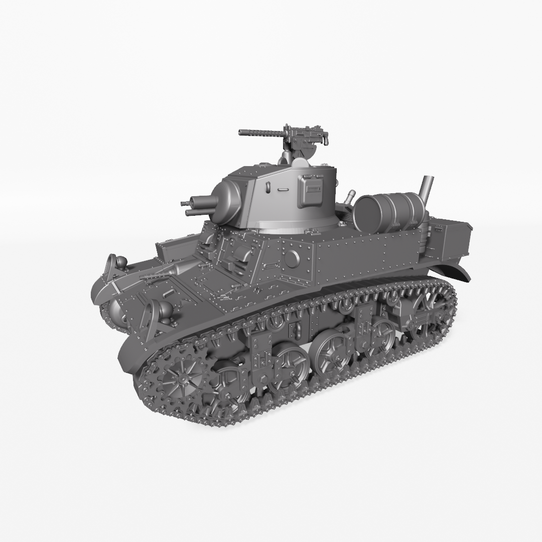 M3A1 Stuart Satan (Flamethrower) - US Army - 28mm Scale - Tank - Miniature - wargame3d