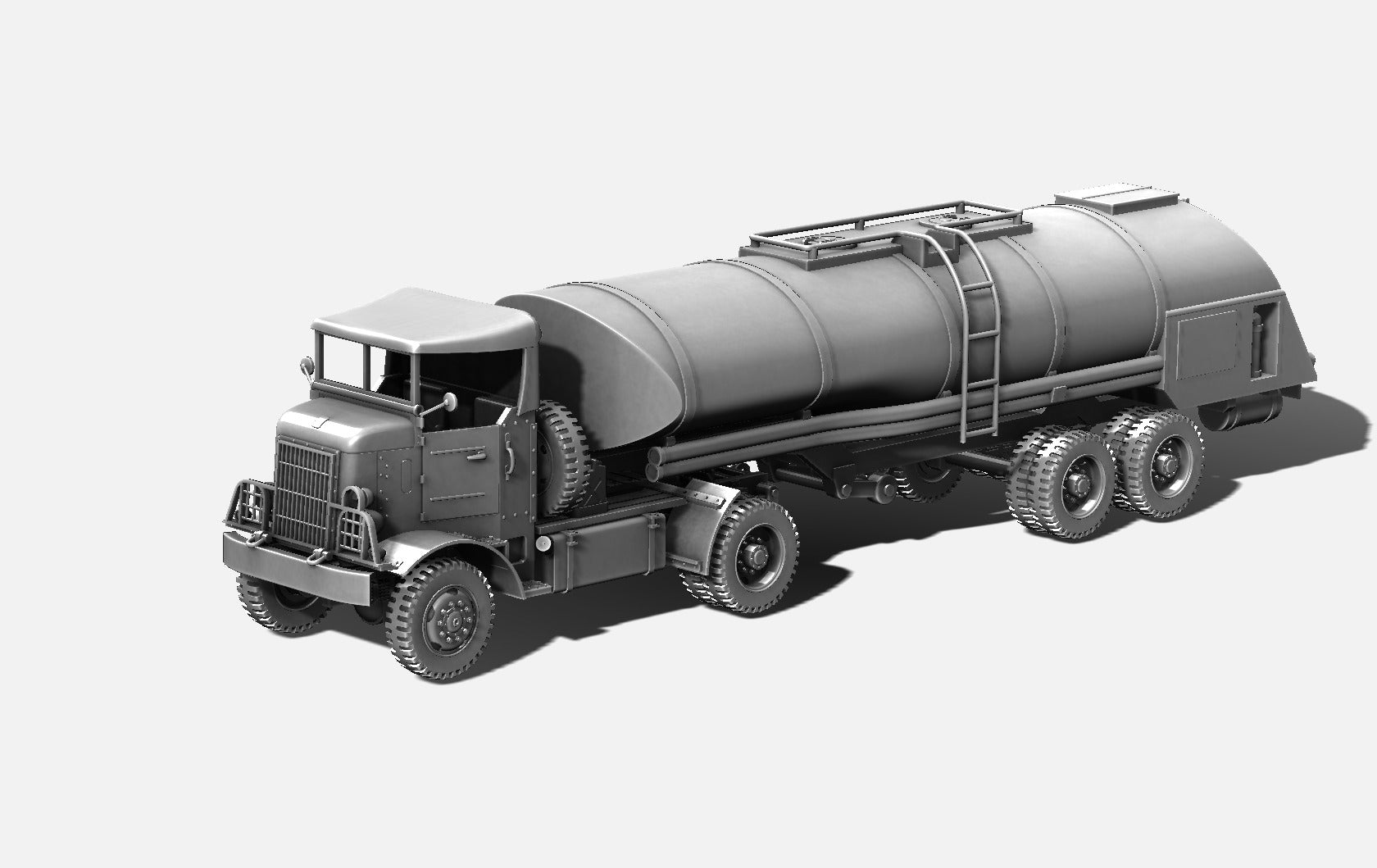 Autocar U-7144-T tractor + Fuel trailer (4x4)(US) - HEAVY TRANSPORTERS+TRAILERS of WW2 - US Army - 28mm Scale - Tank - Miniature - wargame3d