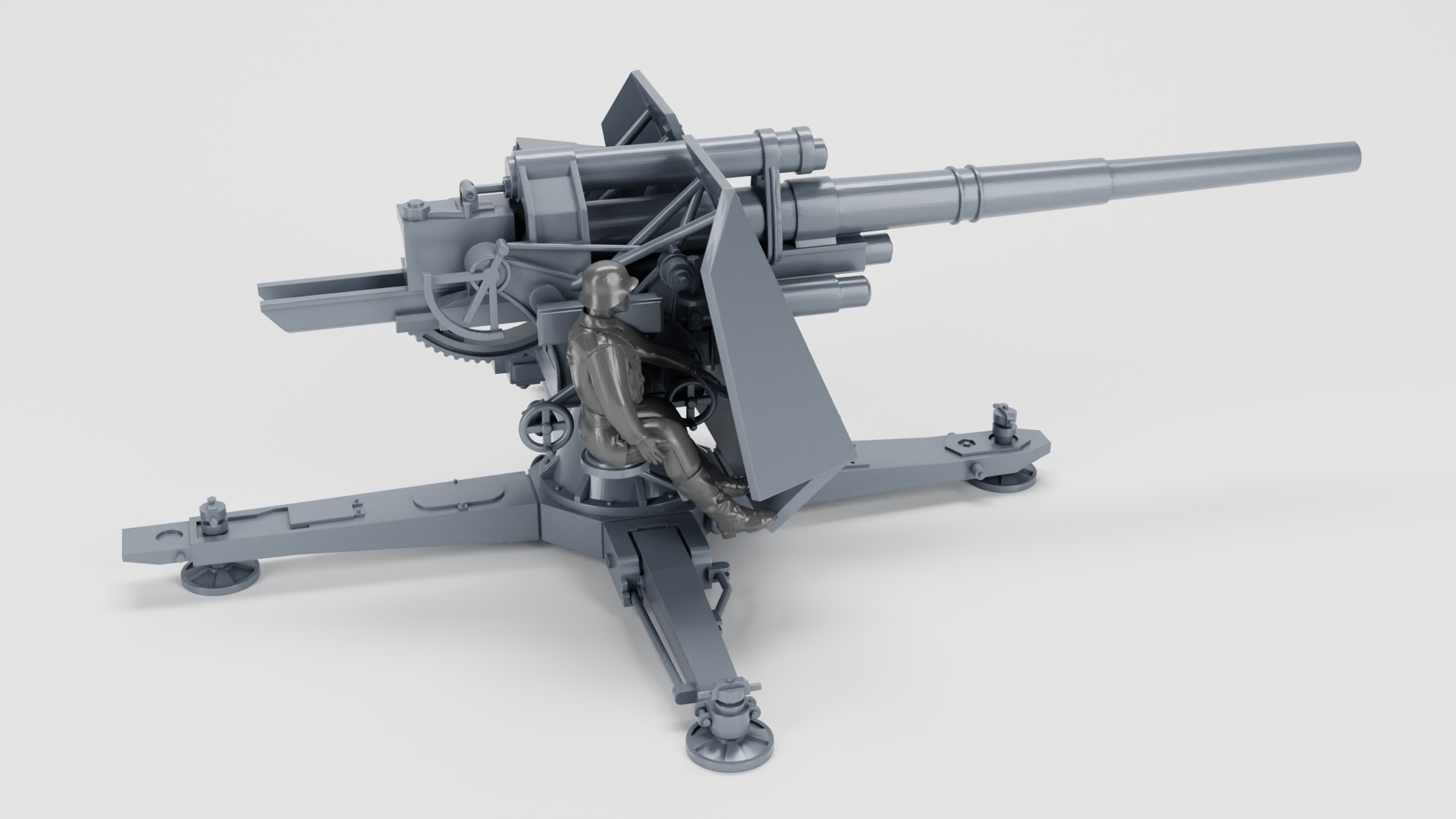 Anti-aircraft gun 88mm Flak 18 - wheeled+on cross - WWII - German Army - wargame3d - 28mm Scale