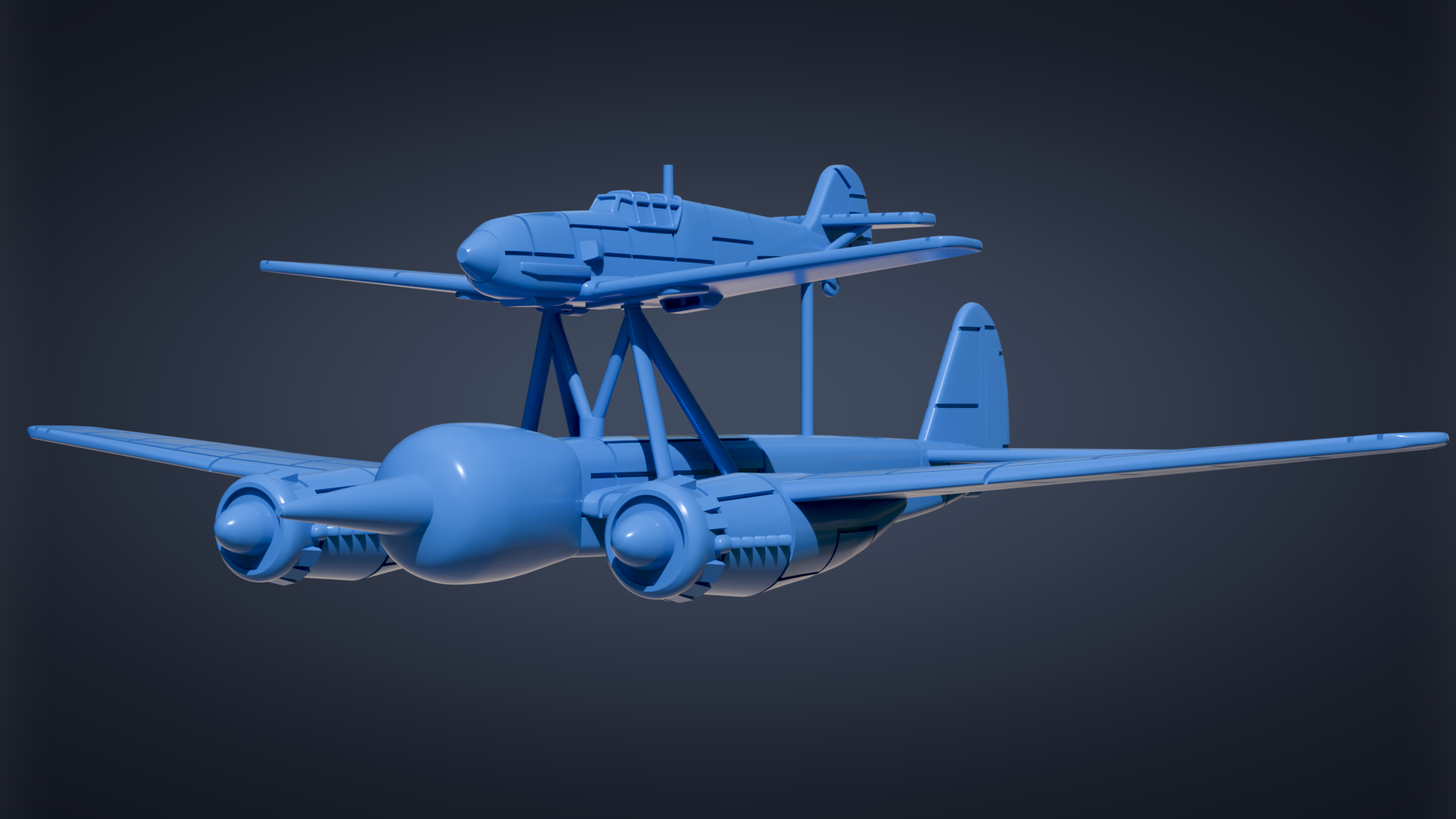 Mistel 1 (JU-88 A4, ME-109 F4) - WWII Battle Planes - 1/200 Scale - wargame3d