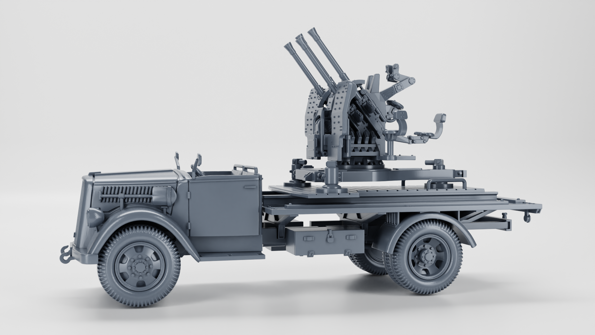 Opel Blitz with 20mm Flakvierling 38 AA Gun - Kfz.385 - Germany - wargame3d - 28mm Scale