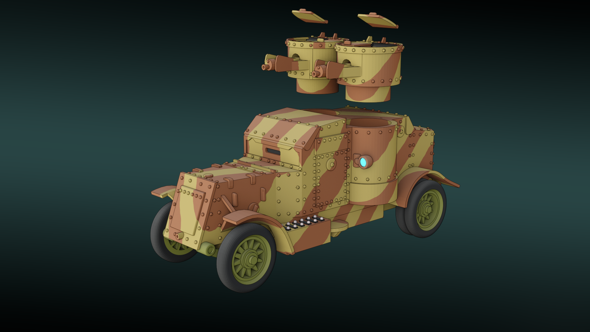 Austin Armored Car - WWI - UK Army - wargame3d- 28mm Scale