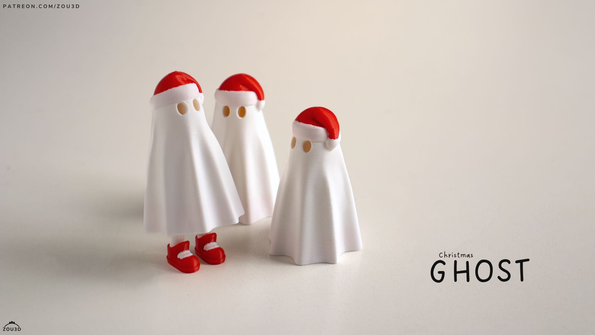 Christmas Ghost - Articulated - Keychain - Desk Ornament - ZOU3D