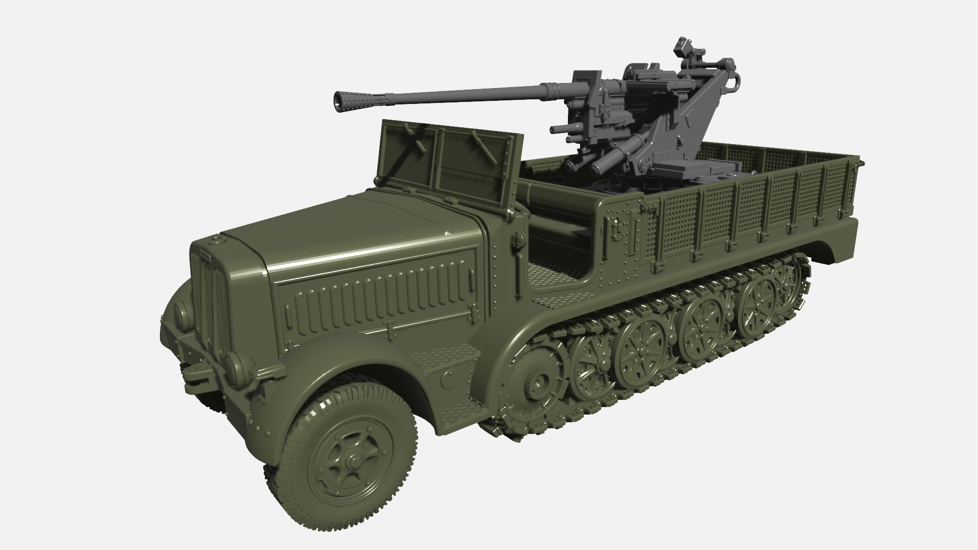 Sd.Kfz.7-2 - 3.7cm Flak37 - German Army - 28mm Scale - wargame3d