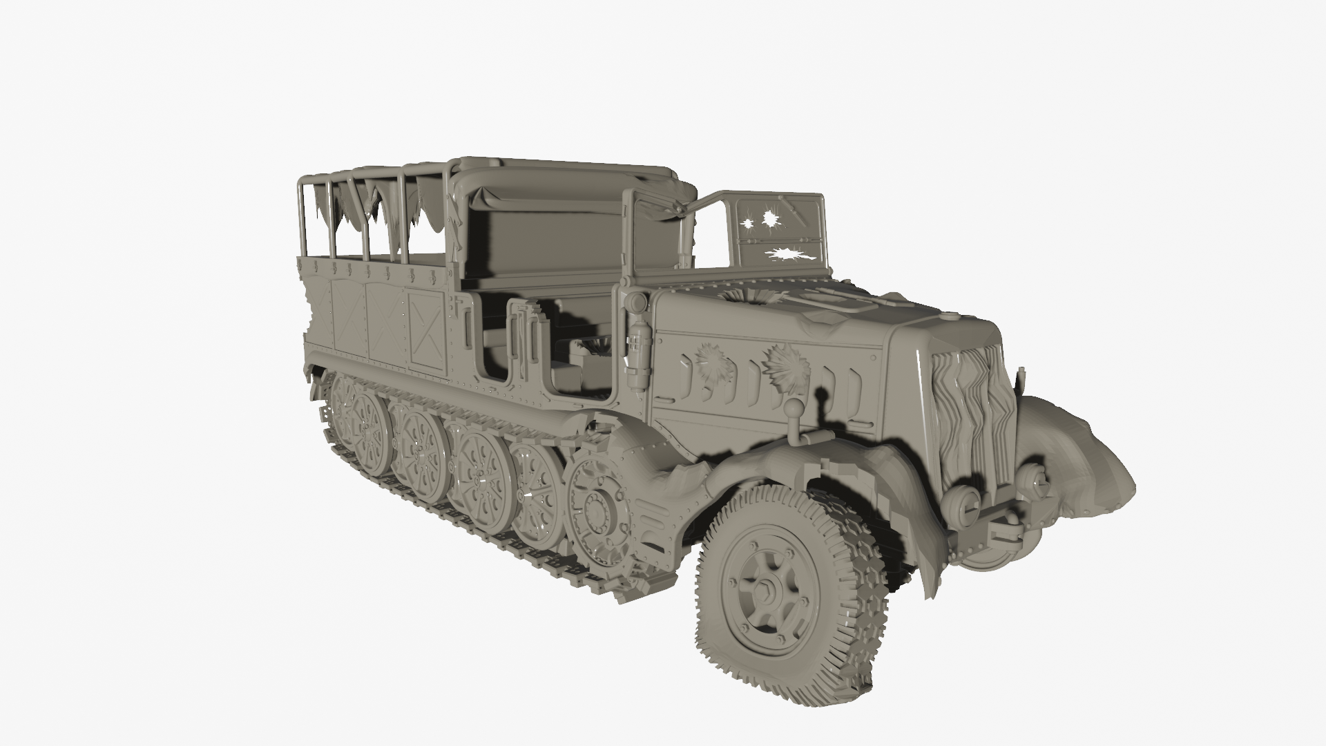 Destroyed Sd.Kfz.9 - German Army - wargame3d- 28mm Scale