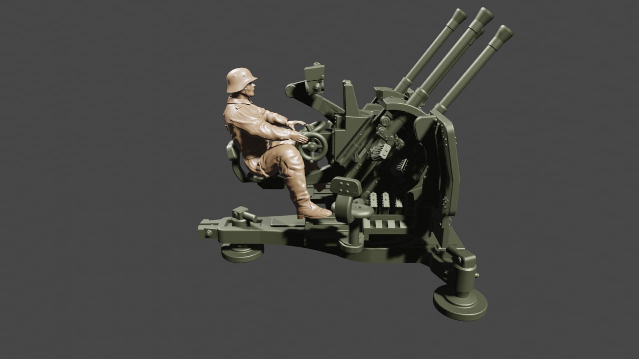 Opel Blitz with 20mm Flakvierling 38 AA Gun - Kfz.385 - Germany - wargame3d - 28mm Scale