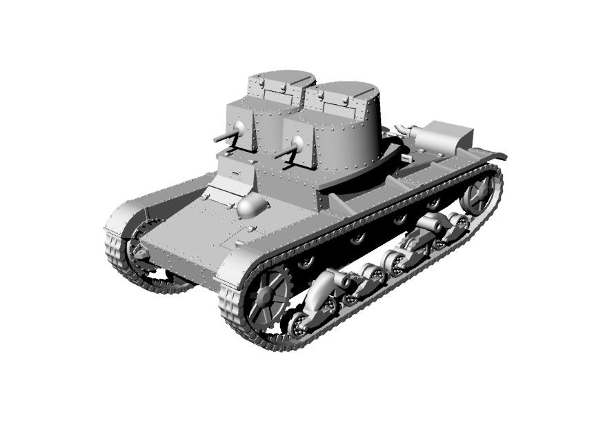 Т-26 Light tank (twin-turret) - Russian Army - wargame3d- 28mm Scale