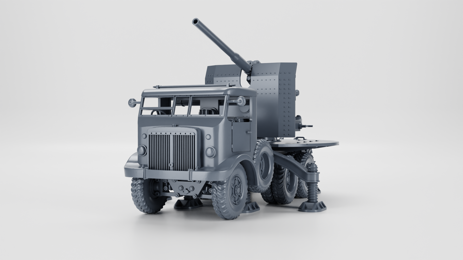 Breda 52 with 90-53 Self-Propelled Gun Truck - Italian Army - 28mm Scale - wargame3d