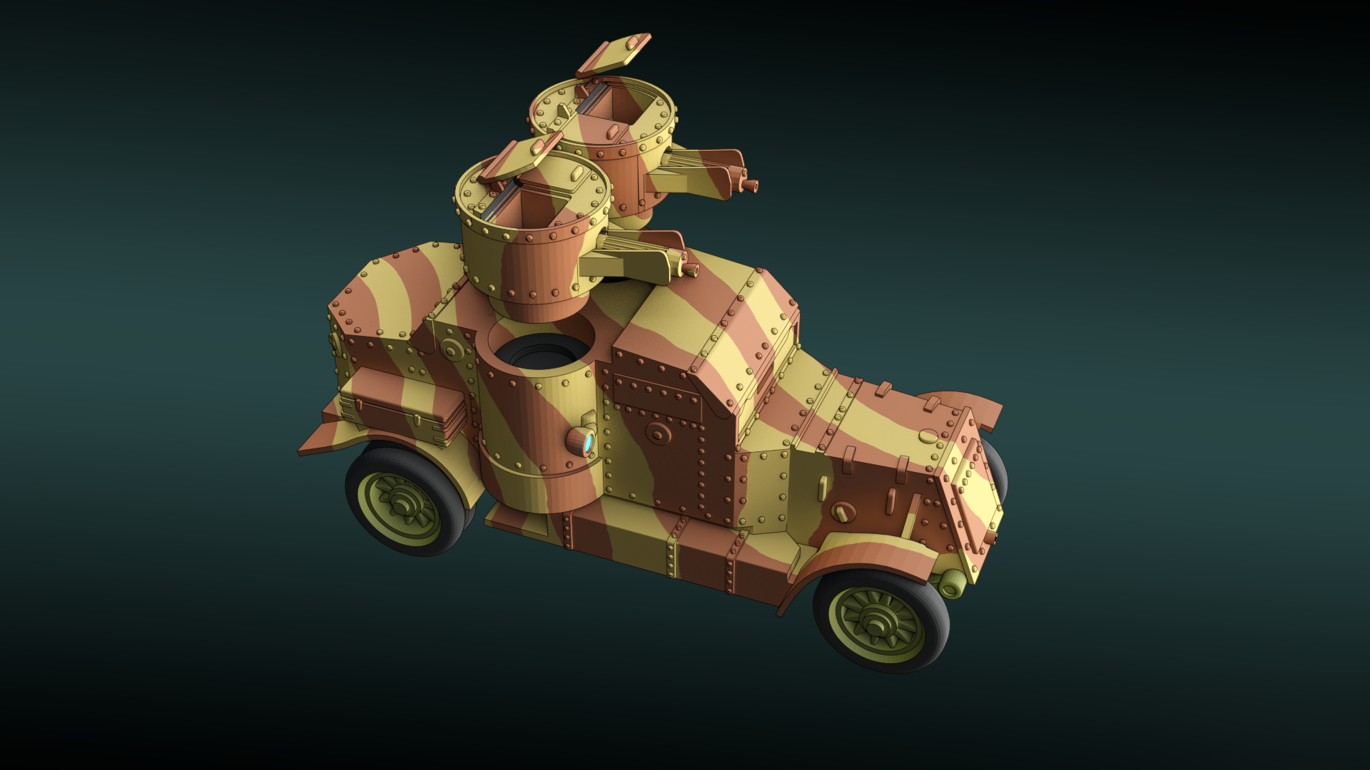 Austin Armored Car - WWI - UK Army - wargame3d- 28mm Scale