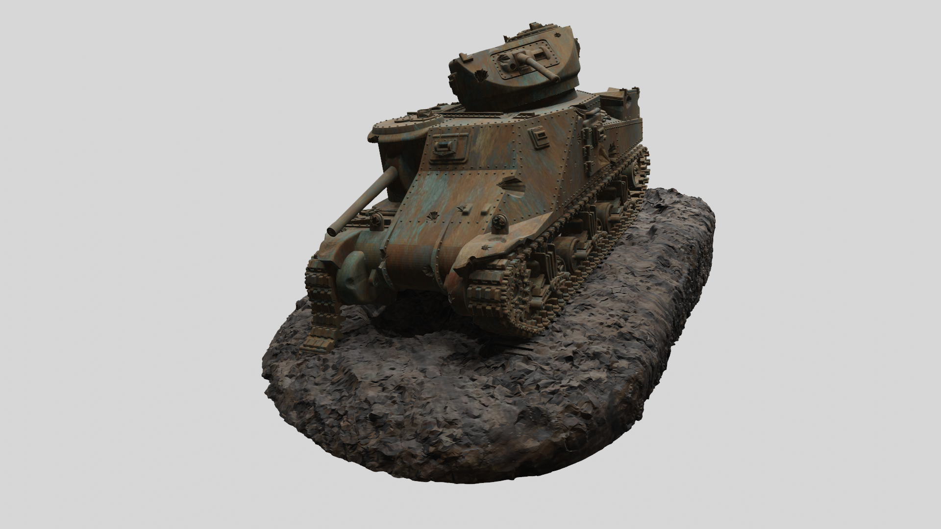 Destroyed M3 Lee Medium Tank - US Army - wargame3d- 28mm Scale
