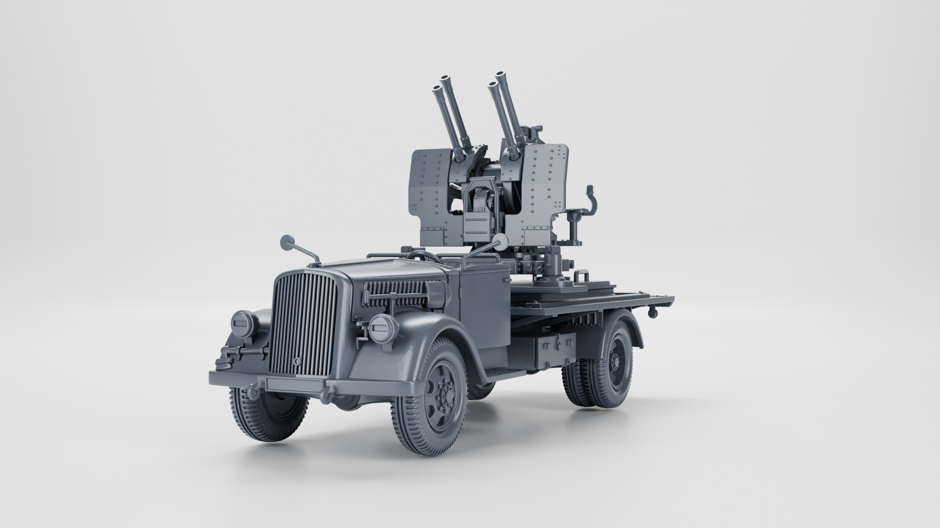 Opel Blitz with 20mm Flakvierling 38 AA Gun - Kfz.385 - Germany - wargame3d - 28mm Scale