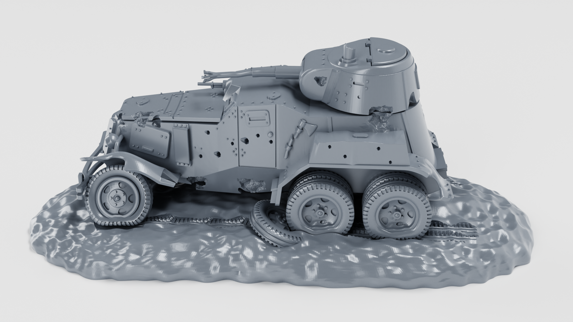 Destroyed - BA-10 Armored Car - - wargame3d - Russian Army - 28mm Scale