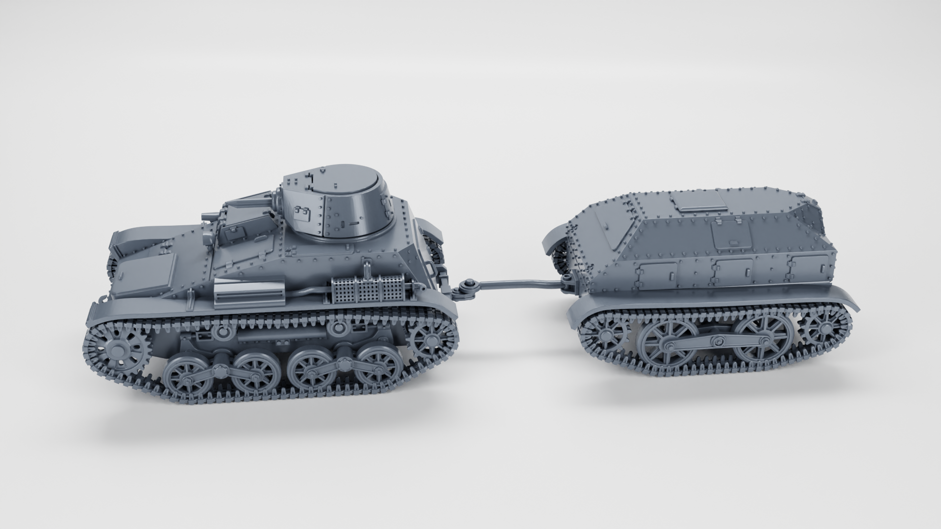 Type 94 Tankette (early) + Trailer - Japanese Army - 28mm Scale - wargame3d