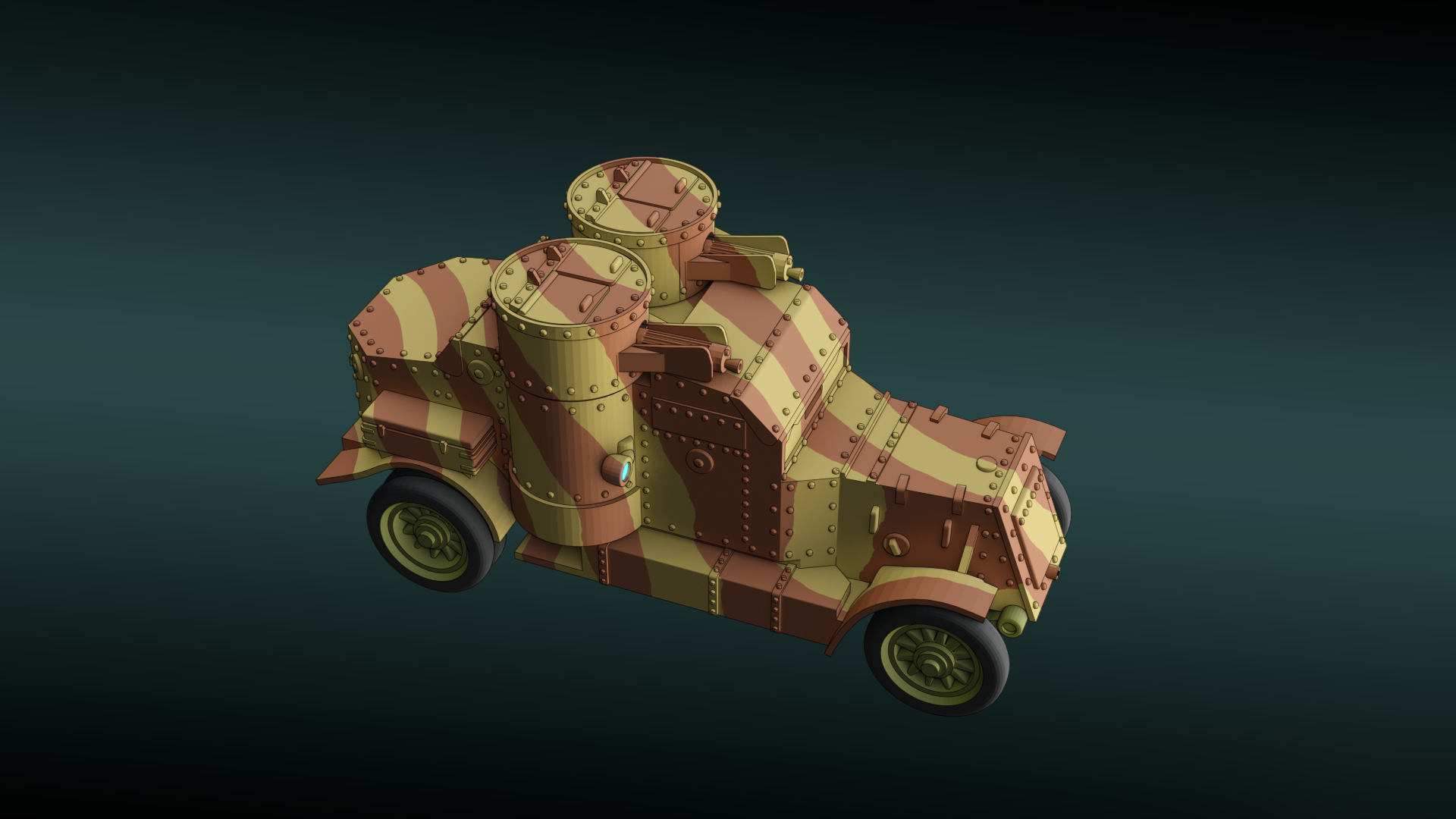 Austin Armored Car - WWI - UK Army - wargame3d- 28mm Scale