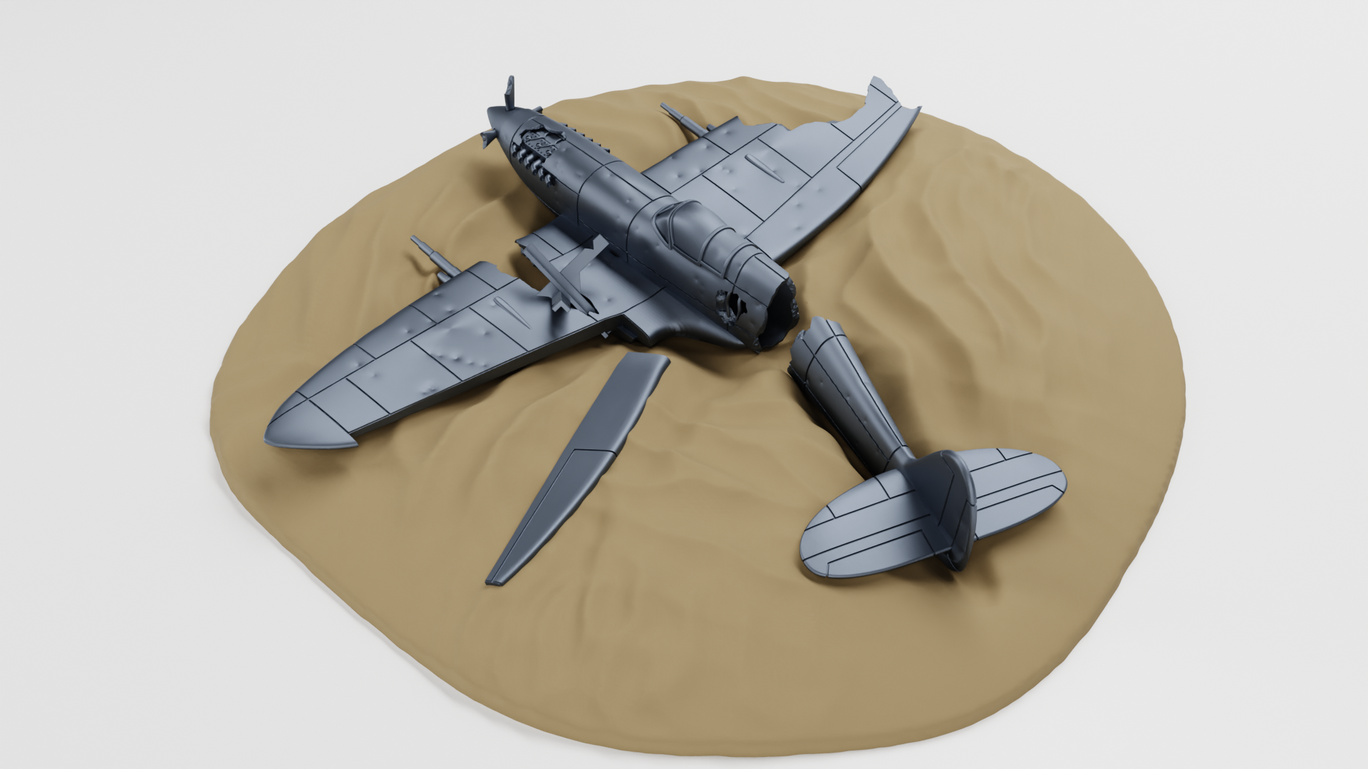 Destroyed - Spitfire Mk.IX - Juno Beach - UK Army - 28mm Scale - wargame3d
