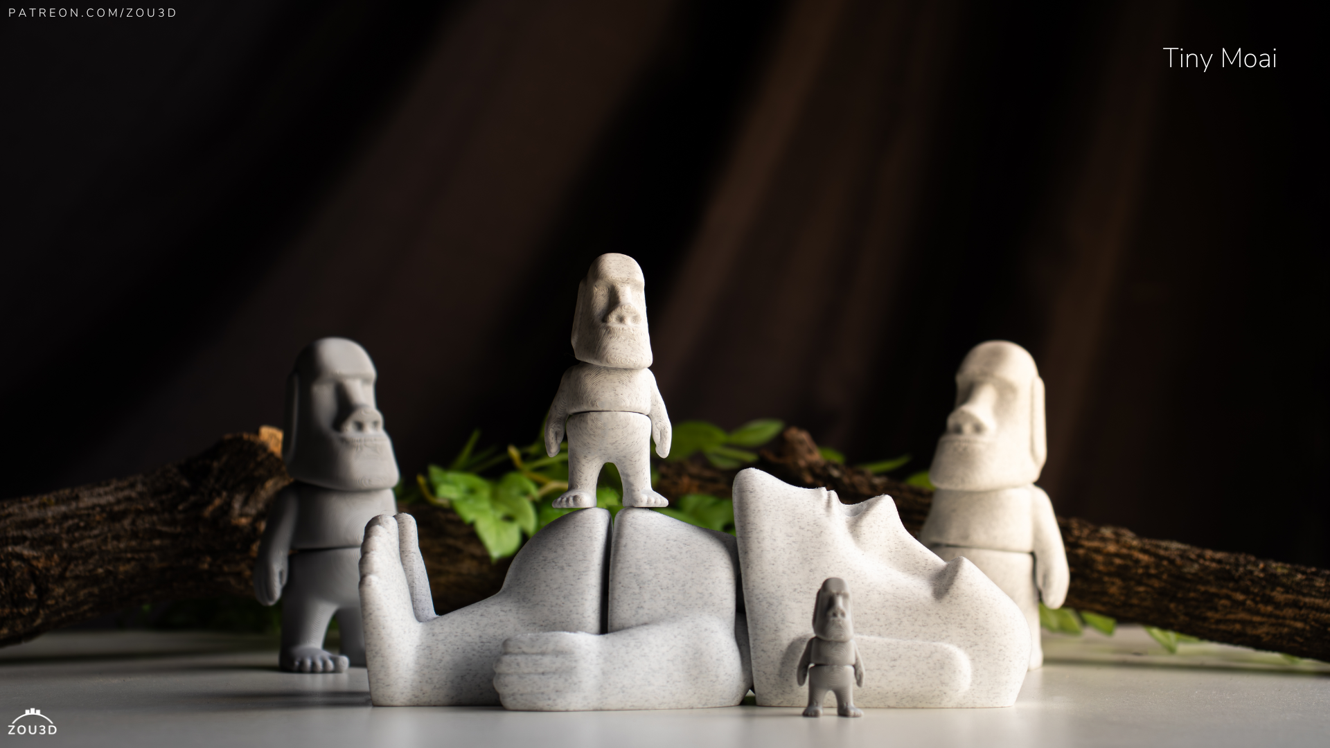 Tiny Moai - Articulated - Keychain - Desk Ornament - ZOU3D