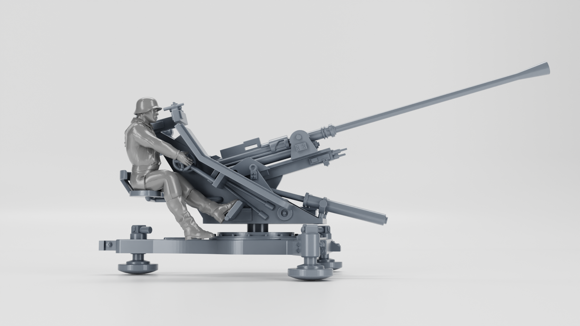 Anti-aircraft gun 37mm Flak 36+Gunner - WWII - German Army - wargame3d- 28mm Scale