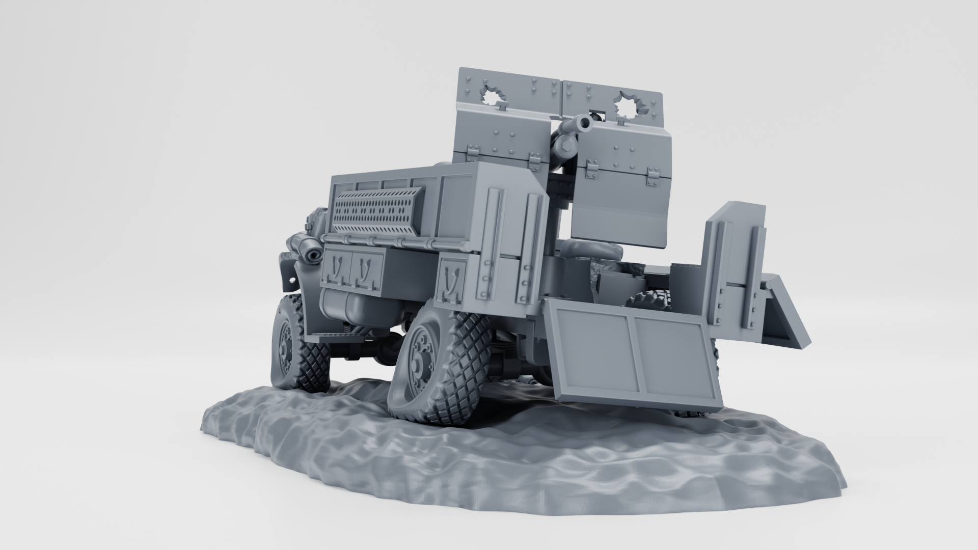 Destroyed Ford F-30 LRDG - US Army - 28mm Scale - wargame3d