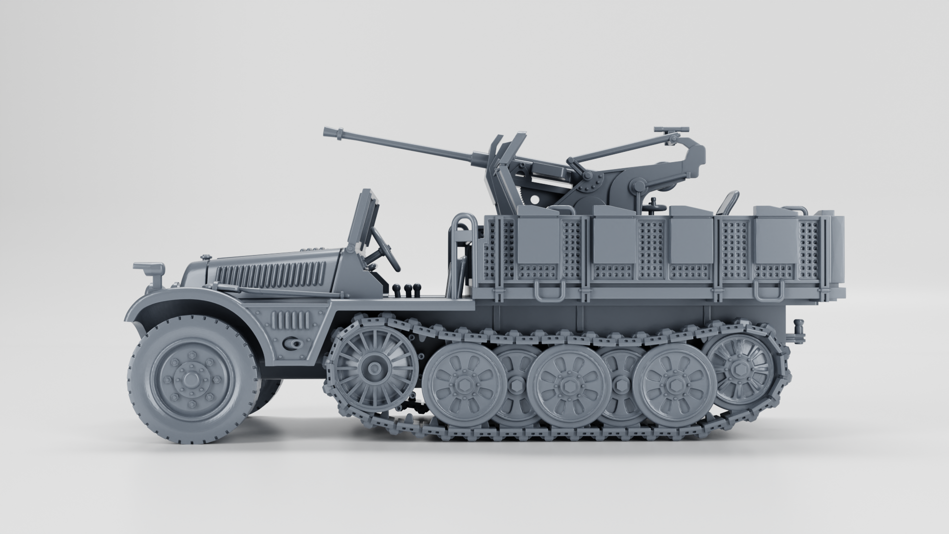 Sd.Kfz.10-4 - 2cm Flak 30 - German Army - 28mm Scale - wargame3d