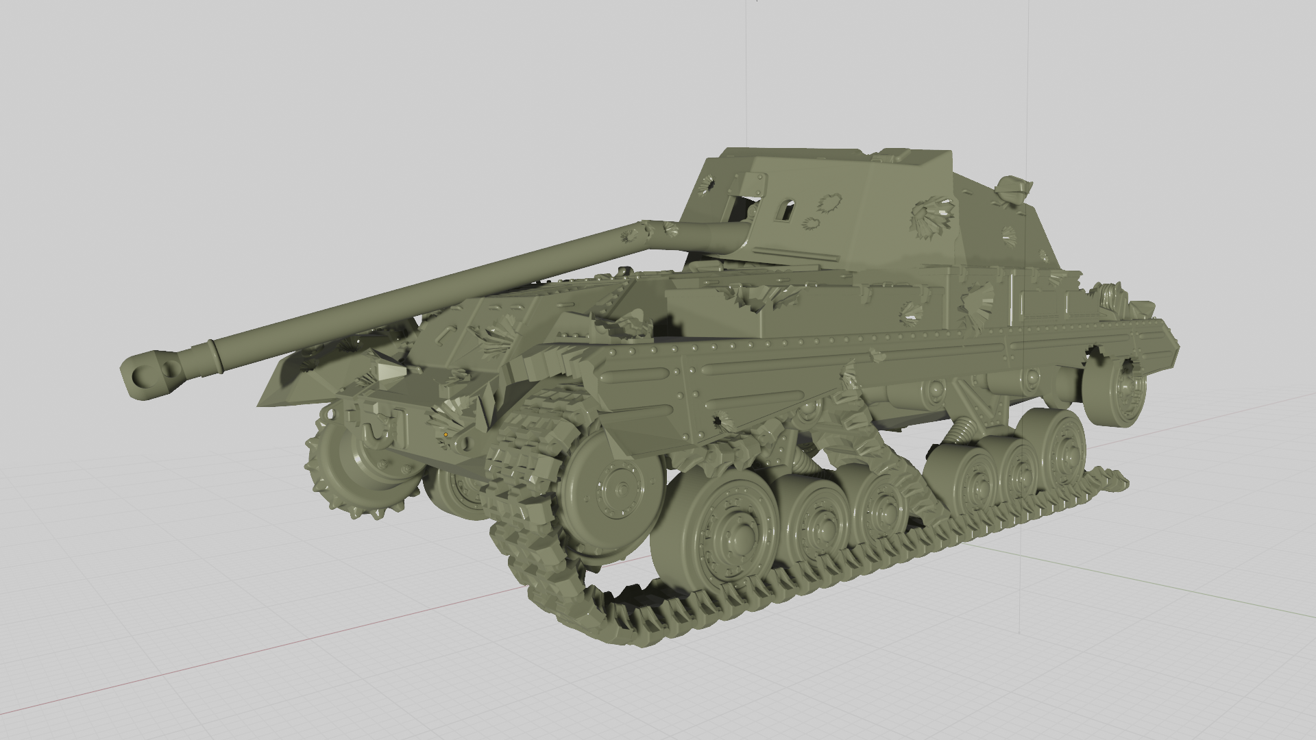 Destroyed Archer, Self Propelled 17 Pdr Anti-tank gun - wargame3d - UK Army - 28mm Scale - Bolt Action