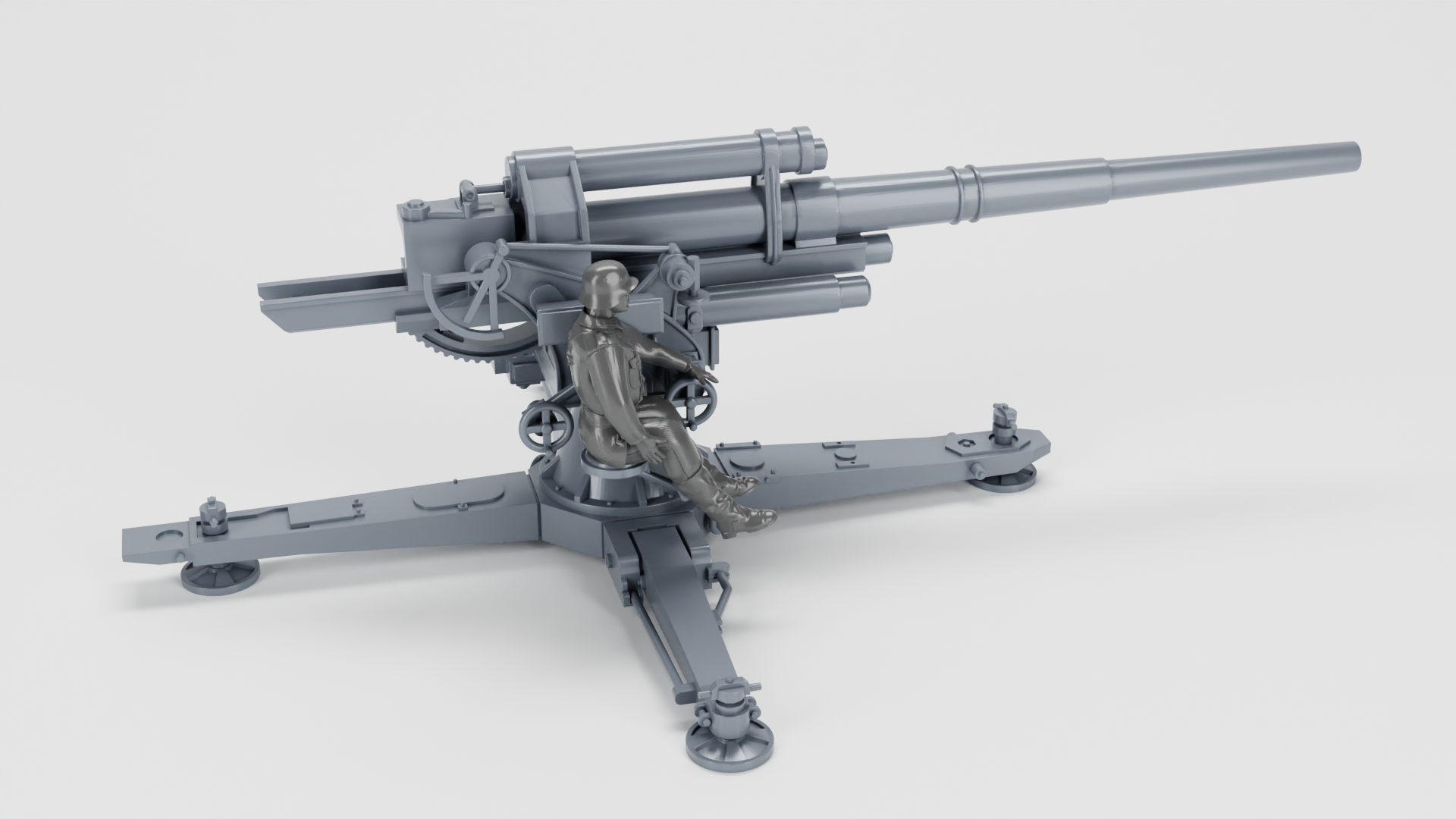 Anti-aircraft gun 88mm Flak 18 - wheeled+on cross - WWII - German Army - wargame3d - 28mm Scale