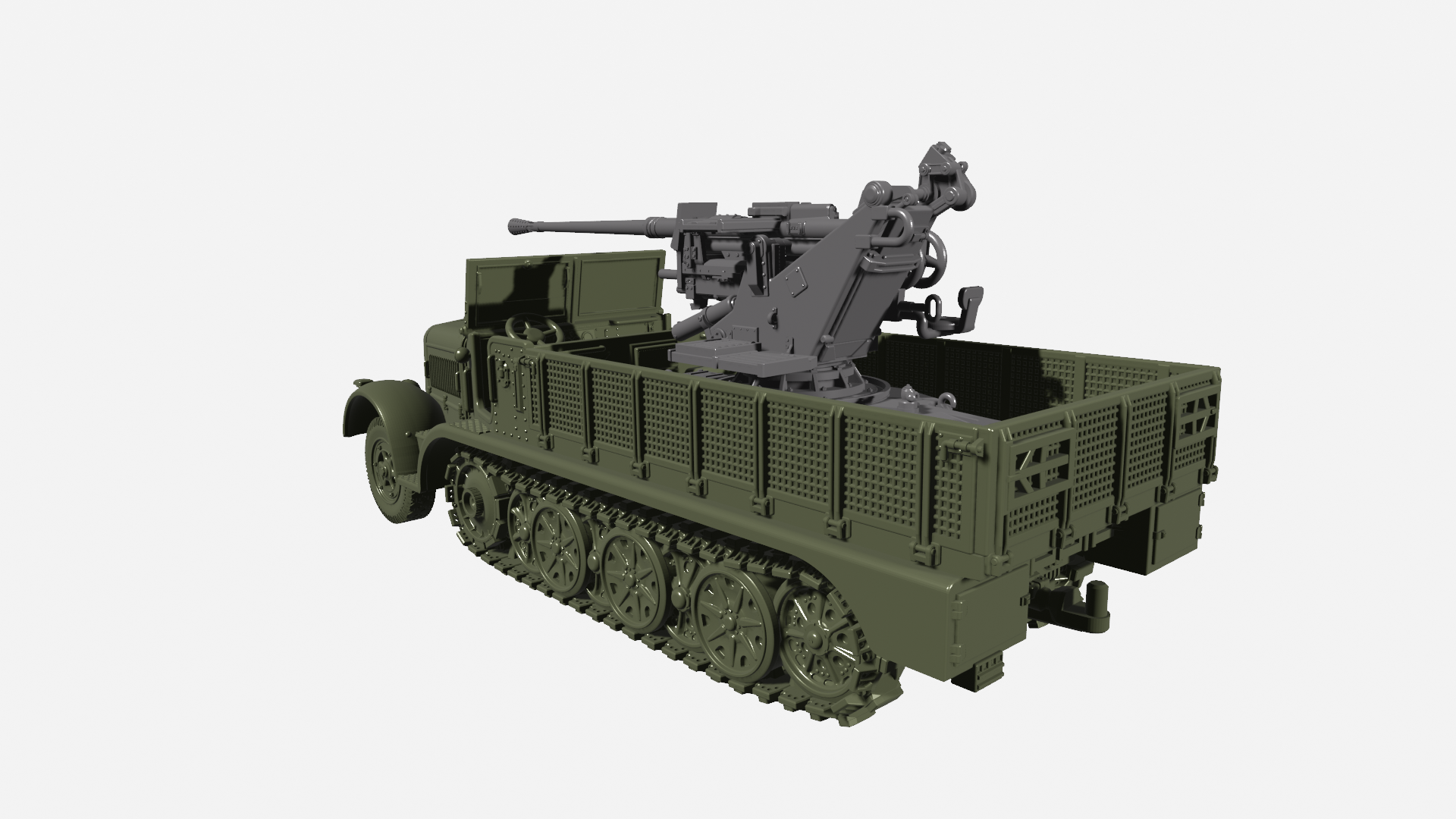 Sd.Kfz.7-2 - 3.7cm Flak37 - German Army - 28mm Scale - wargame3d