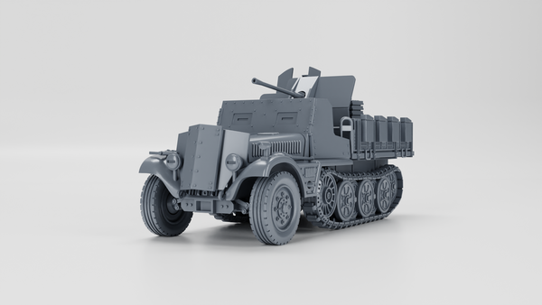 Sd.Kfz.10-5 with armor and 2 cm Flak 38 - German Army - 28mm Scale - Bolt Action - wargame3d